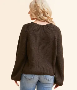 Hyfve Chunky Cable Knit Cardigan Sweater Camel Hot