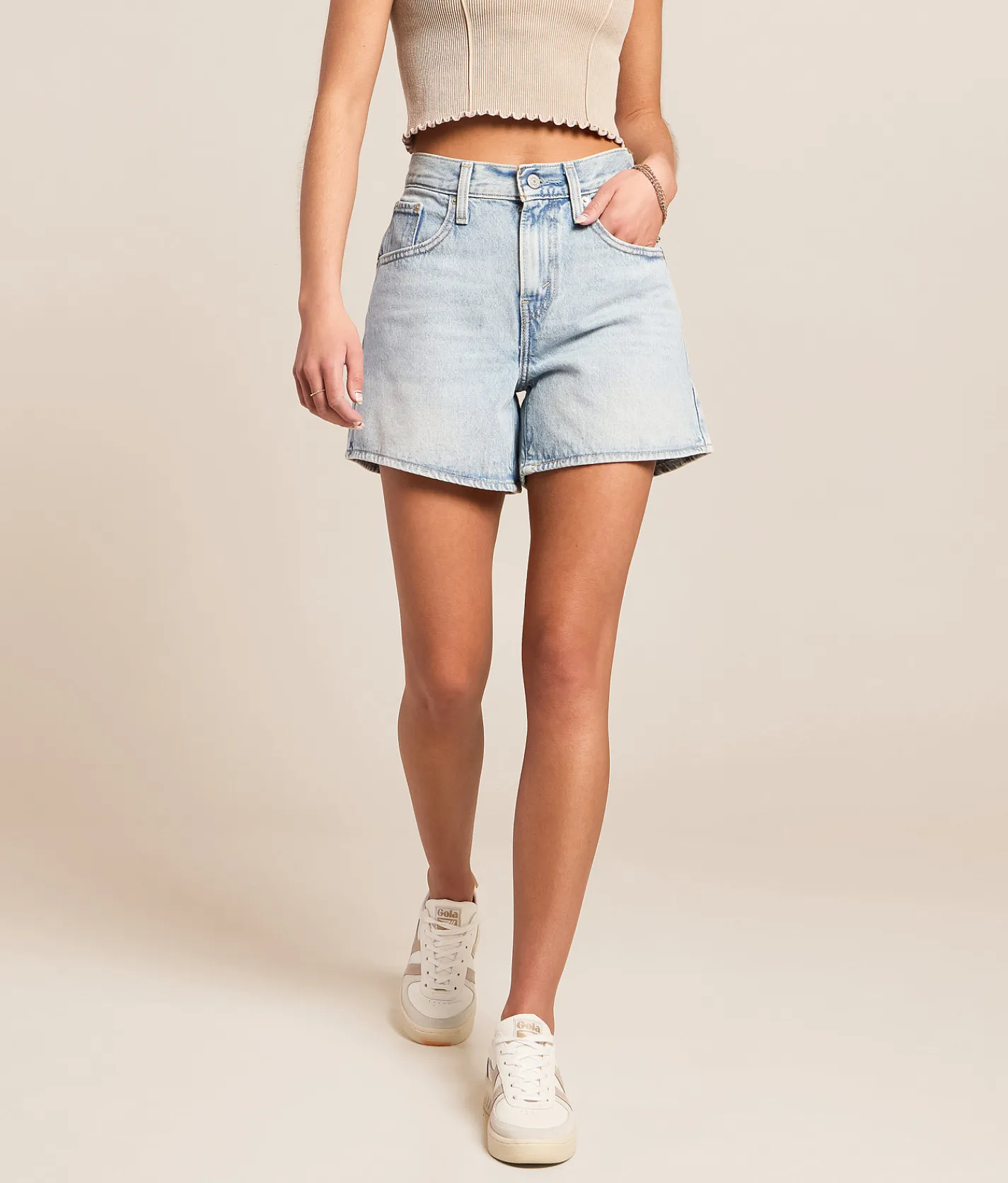 Bottoms|Shorts | Levi's® Cinch Mid-Thigh Shorts Abraided Art