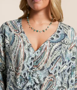 Daytrip Cinch Tie Dolman Top Blue Multi Discount