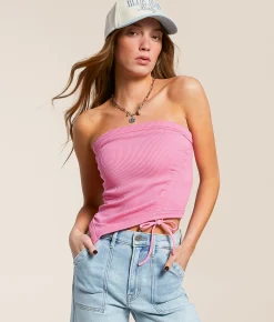 Freshwear Cinch Tie Hanky Tube Top Pink Discount