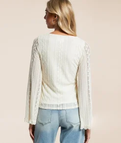 Tops | Willow & Root Cinch Tie Lace Top Cream