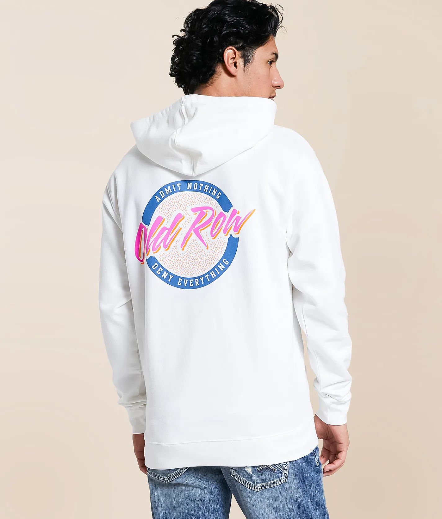 Old Row Circle Logo Hooded Sweatshirt White Best