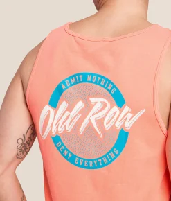 Old Row Circle Tank Top Neon Red Orange New