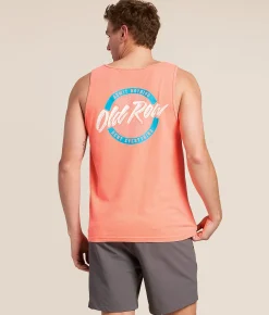 Old Row Circle Tank Top Neon Red Orange New