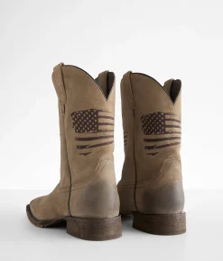 Ariat Circuit Patriot Leather Cowboy Boot Burned Grey Roughout Clearance