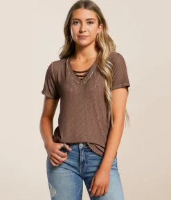 White Crow Clare Lace-Up Top Peppercorn Discount