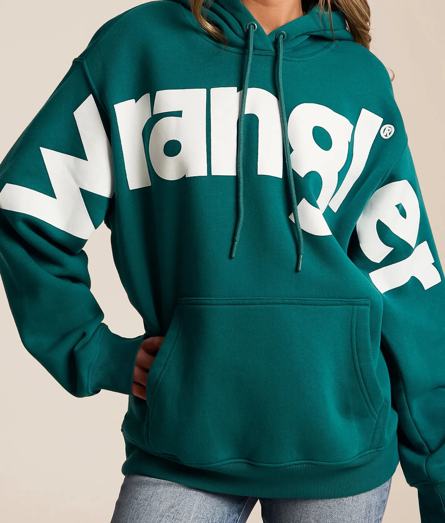 Wrangler® Classic Hooded Sweatshirt Teal Discount