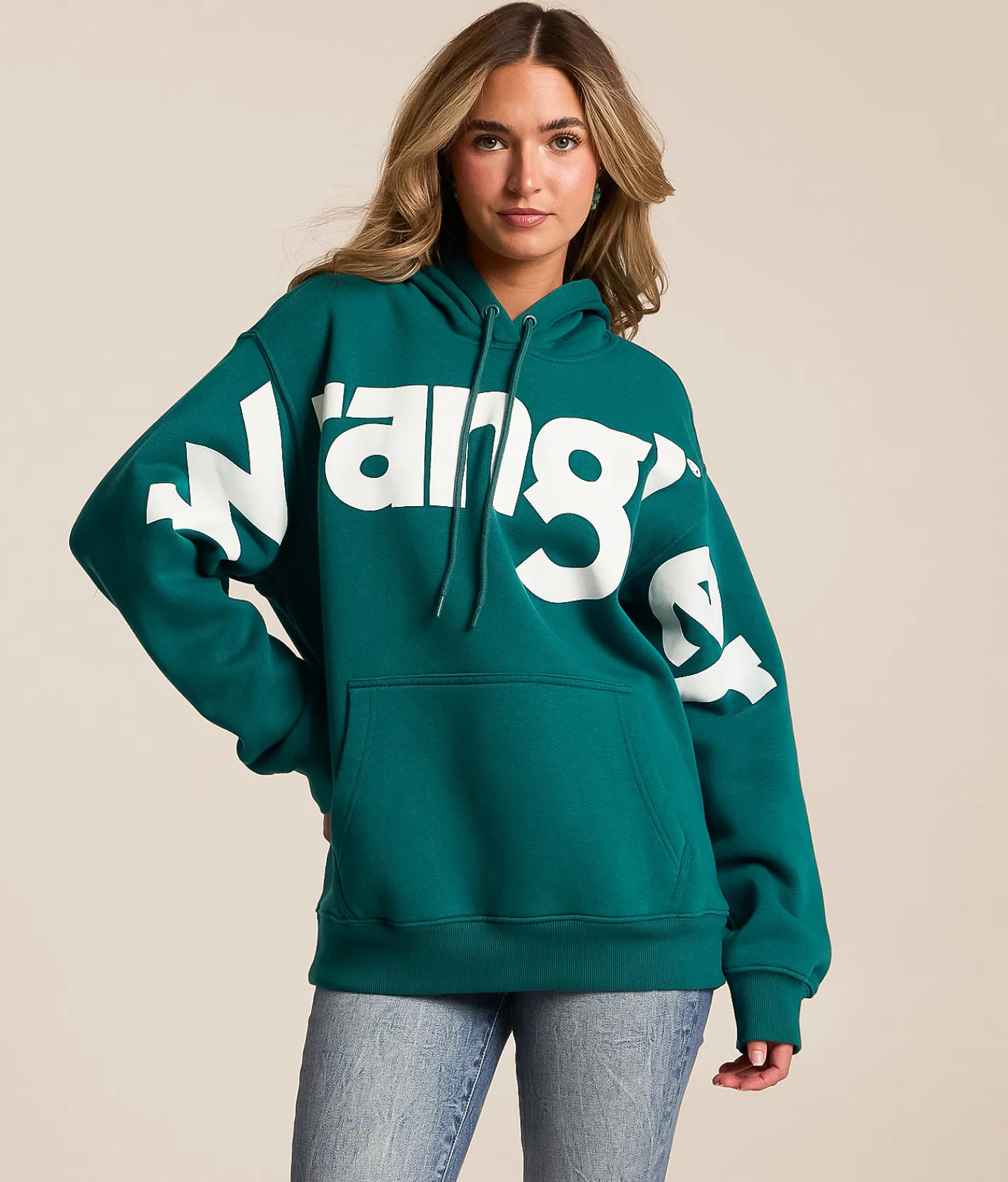 Wrangler® Classic Hooded Sweatshirt Teal Discount