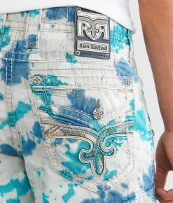 Rock Revival Classic Tie-Dye Cargo Short Blue Tie Dye Clearance
