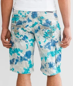 Rock Revival Classic Tie-Dye Cargo Short Blue Tie Dye Clearance