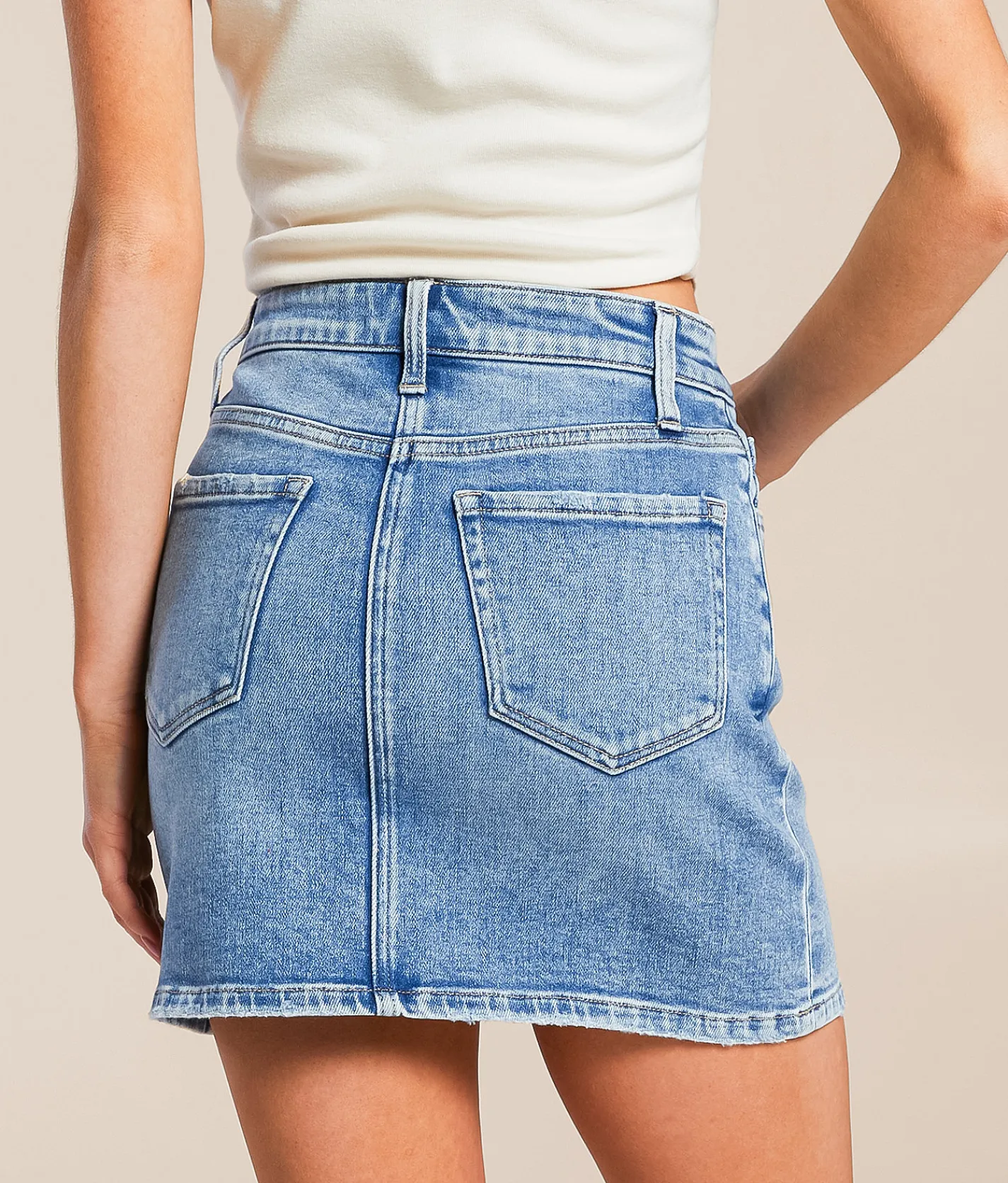 Bottoms | VERVET by Flying Monkey Claudia Denim Stretch Mini Skirt Daringly