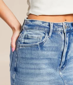 Bottoms | VERVET by Flying Monkey Claudia Denim Stretch Mini Skirt Daringly