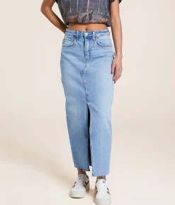 Bottoms | VERVET by Flying Monkey Claudia High Rise Midi Denim Skirt Verve