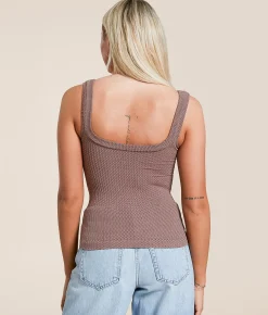 Tops | Free People Clean Lines Henley Tank Top Radiant Watermelon