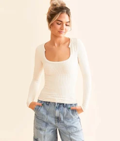 Free People Clean Slate Layering Top Ecru Outlet