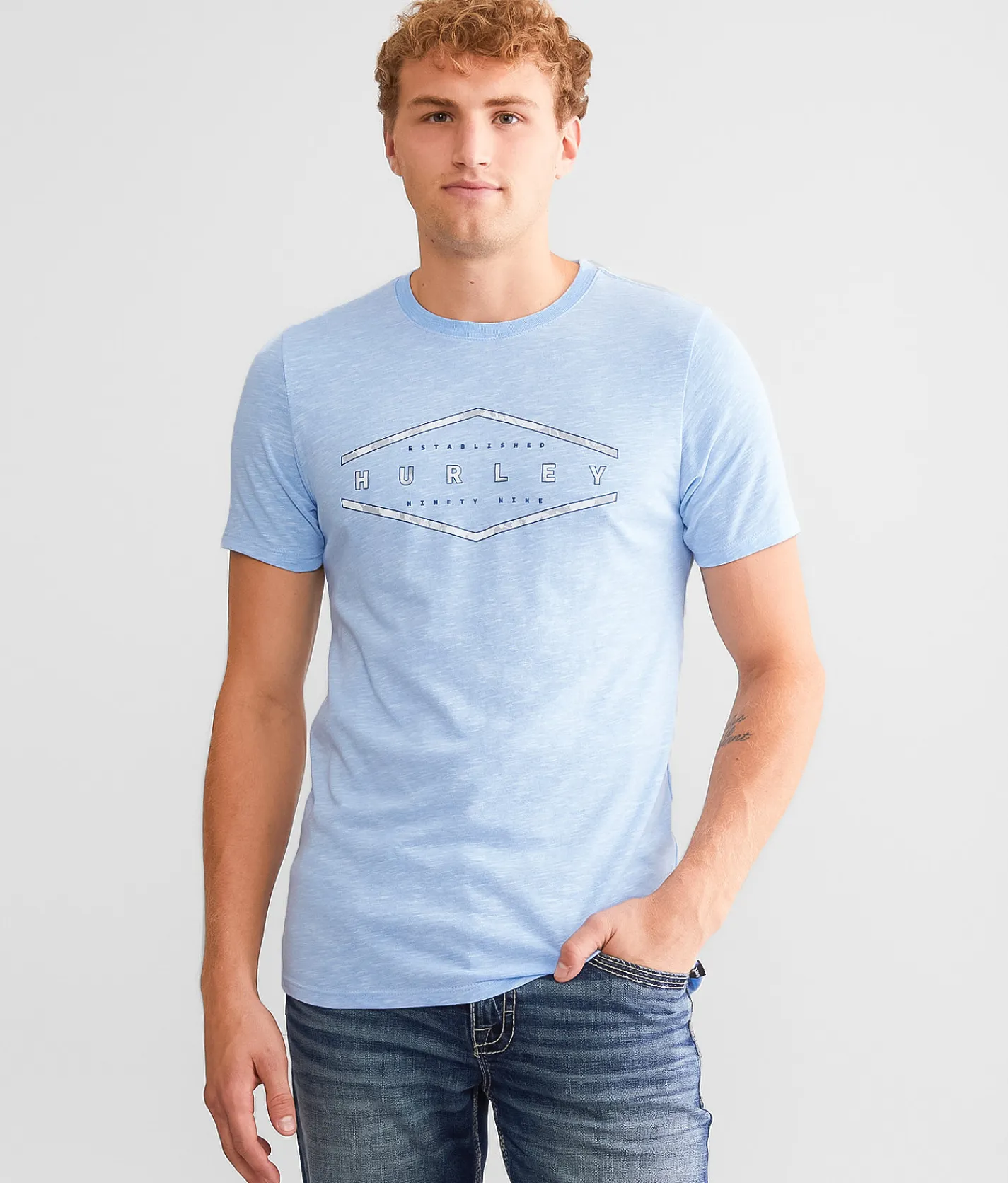 Hurley Cloudy T-Shirt White Blue Heroic Discount