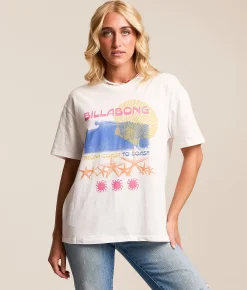 Tops | Billabong Coastal Trip Oversized T-Shirt Salt Crystal