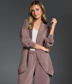 Tops|Activewear | Buckle Black Cocoon Cardigan Deep Taupe