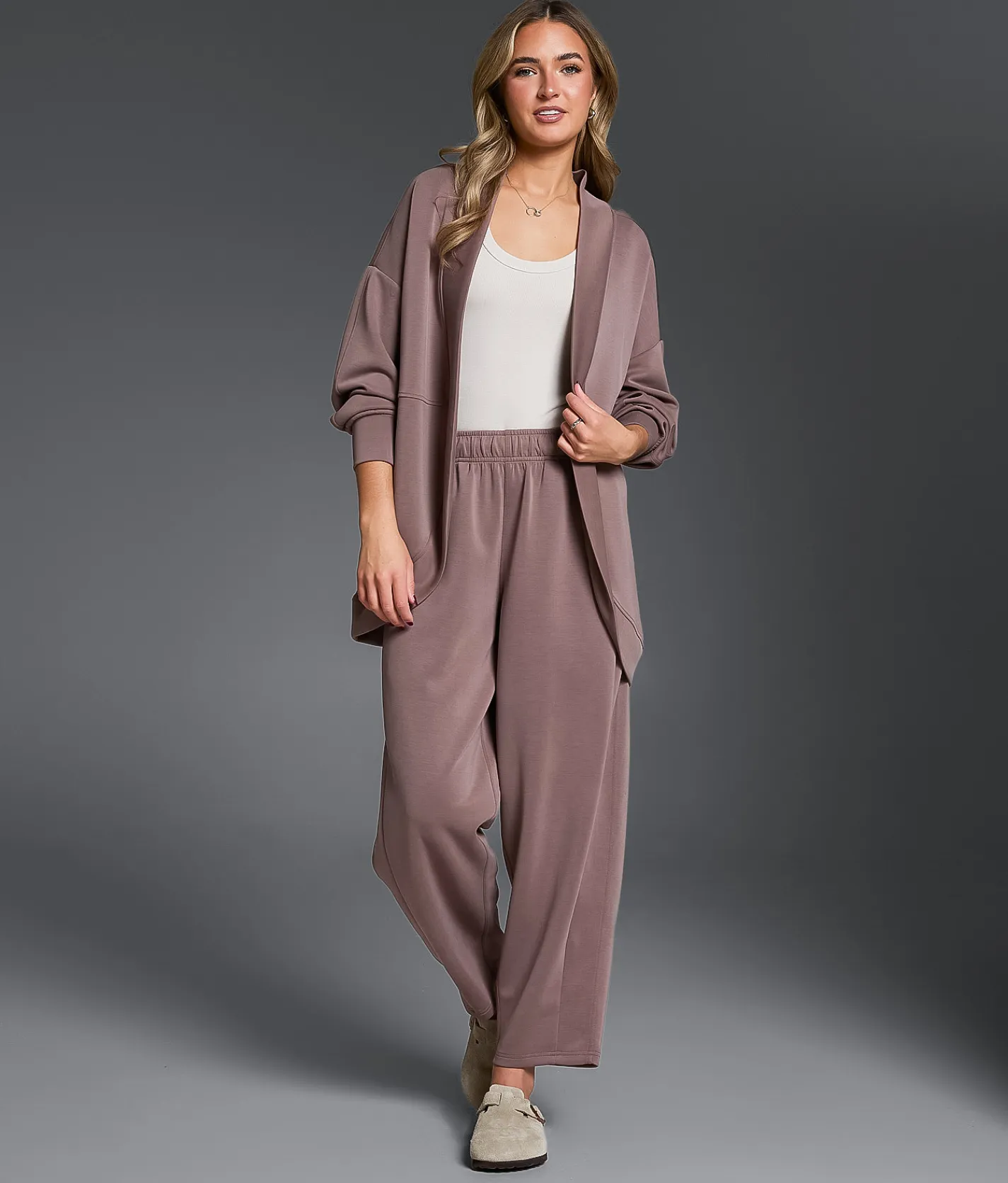 Tops|Activewear | Buckle Black Cocoon Cardigan Deep Taupe