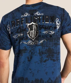 Affliction Code Of Honor T-Shirt Navy Blue Lava Wash Discount