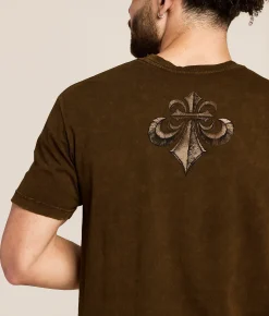 Affliction Collapse T-Shirt Dk Brown Lava Wash New