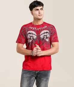 Affliction Collapse T-Shirt Cherry Dk Cherry Crystal Outlet