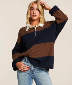 Tops | The Workshop Collared Henley Sweater Khaki