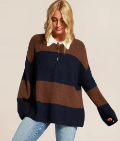 Tops | The Workshop Collared Henley Sweater Khaki