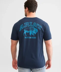 Graphic T-Shirts | Ariat College Bison T-Shirt Blue Dusk