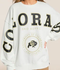 Tops | Gameday SOCIAL® Colorado Buffaloes Oversized Pullover White