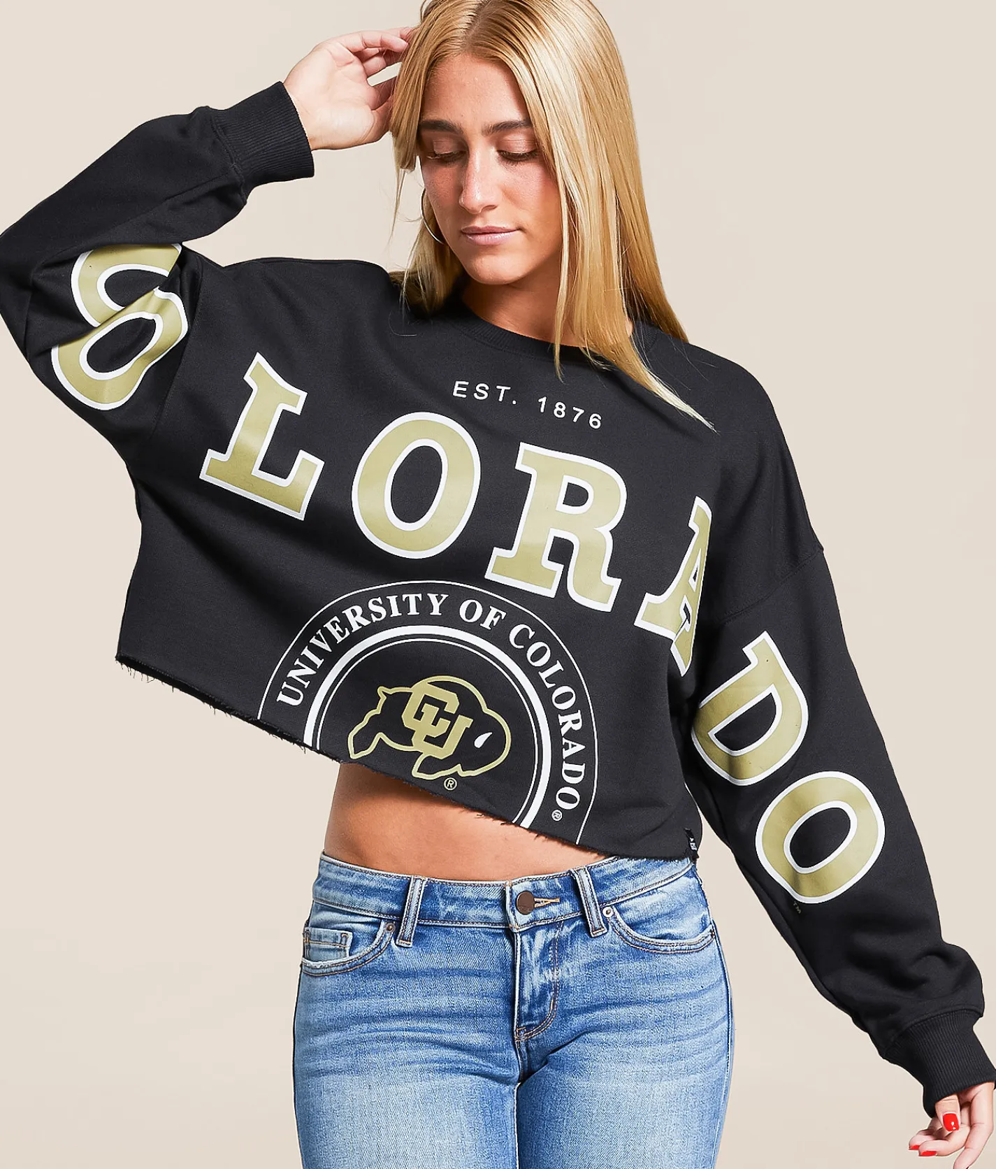 Tops | Gameday SOCIAL® Colorado Cropped Pullover Black