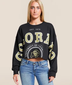 Tops | Gameday SOCIAL® Colorado Cropped Pullover Black