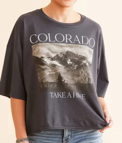 Modish Rebel Colorado Take A Hike Cropped T-Shirt Washed Black Online