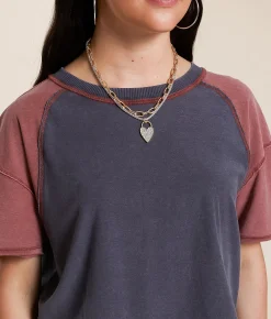 Tops | FITZ + EDDI Color Block Cropped T-Shirt Sable Ebony