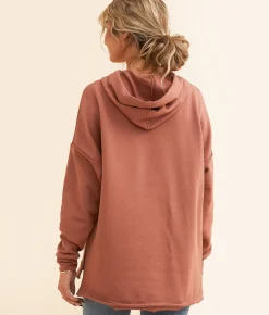 Tops | BKE Color Block Hooded Sweatshirt Apple Butter