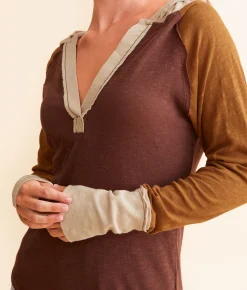 BKE Color Block Hoodie Brown Multi