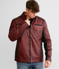 Buckle Black Color Block Moto Hooded Jacket Brown Black Discount
