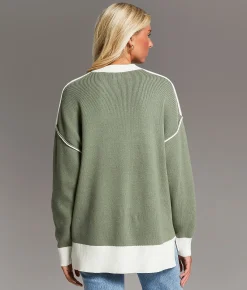 Tops | BKE Color Block Oversized Sweater Black Taupe
