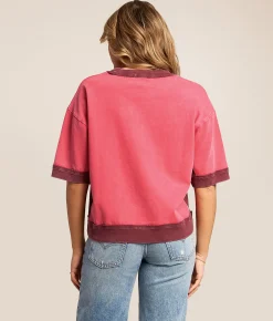 Gilded Intent Color Block Oversized T-Shirt Carmine Discount