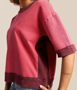 Gilded Intent Color Block Oversized T-Shirt Carmine Discount