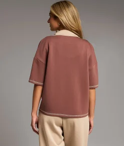 BKE Color Block Quarter Zip Pullover Marron Cobblestone Best