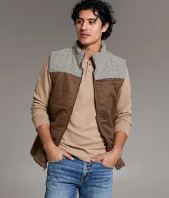 BKE Color Block Quilted Vest Brown Beige Hot