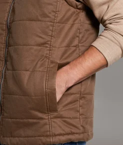 BKE Color Block Quilted Vest Brown Beige Hot