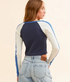 FITZ + EDDI Color Block Raglan Top Mood Indigo New