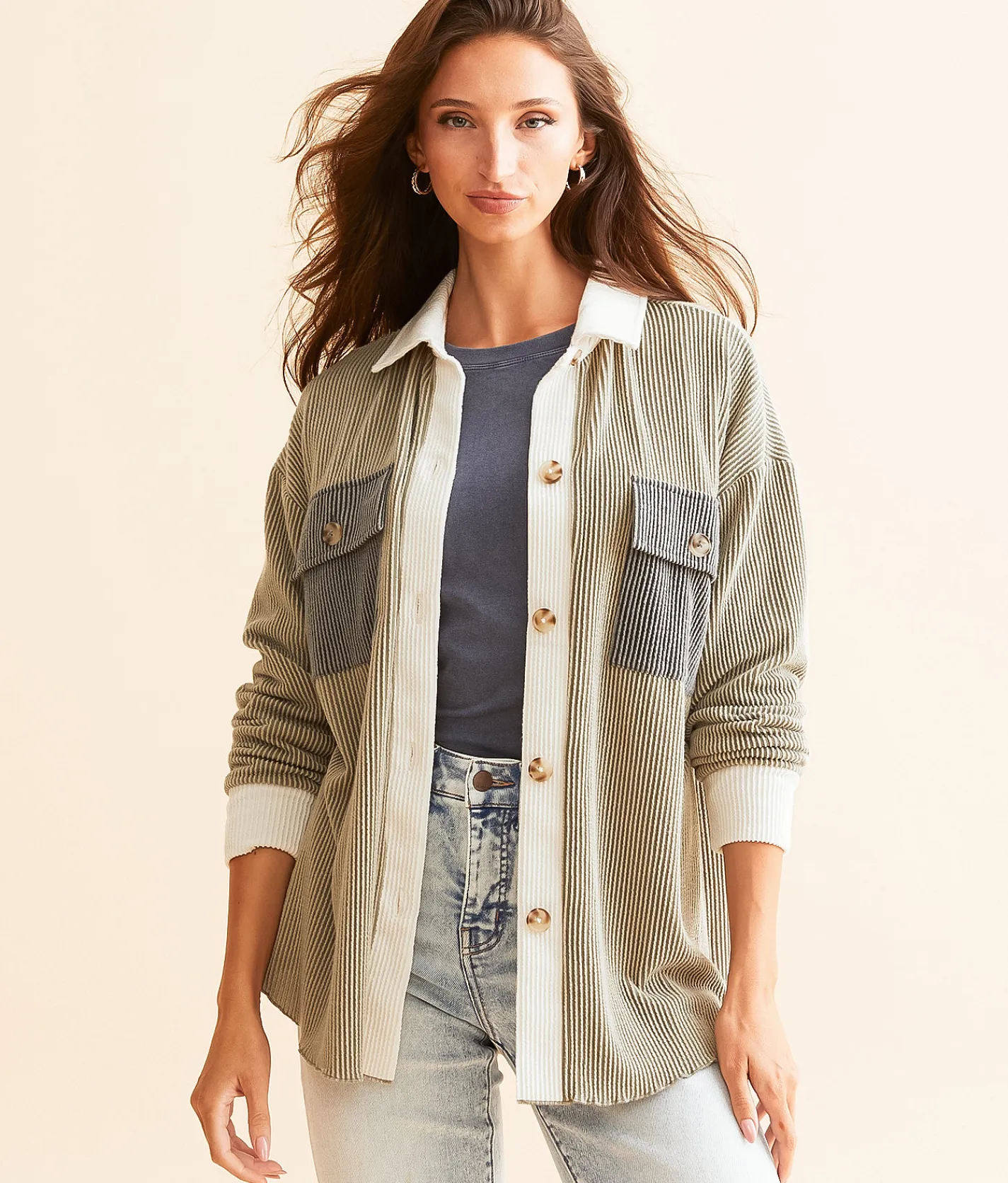 BKE Color Block Shirt Multi Outlet