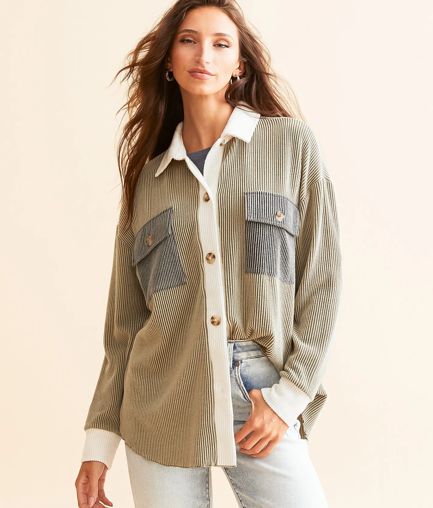 BKE Color Block Shirt Multi Outlet