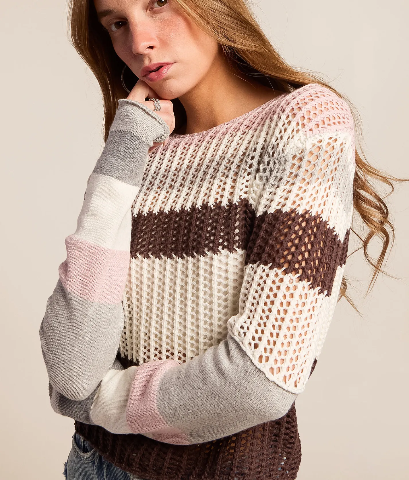 Tops | Gilded Intent Color Block Sweater Multi Stripe