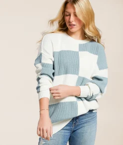 Tops | BKE Color Block Sweater Birch Abyss