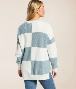 Tops | BKE Color Block Sweater Birch Abyss