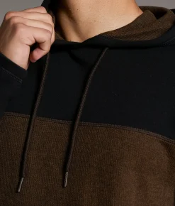 BKE Color Block Thermal Hoodie Brown Black Sale